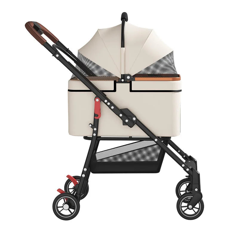 2 in 1 Foldable Pet Travel Carrier for Small/Medium Dogs Cats up to 50lbs, Detachable Portable Pet Bag stroller pet ,【One-Pull Open】