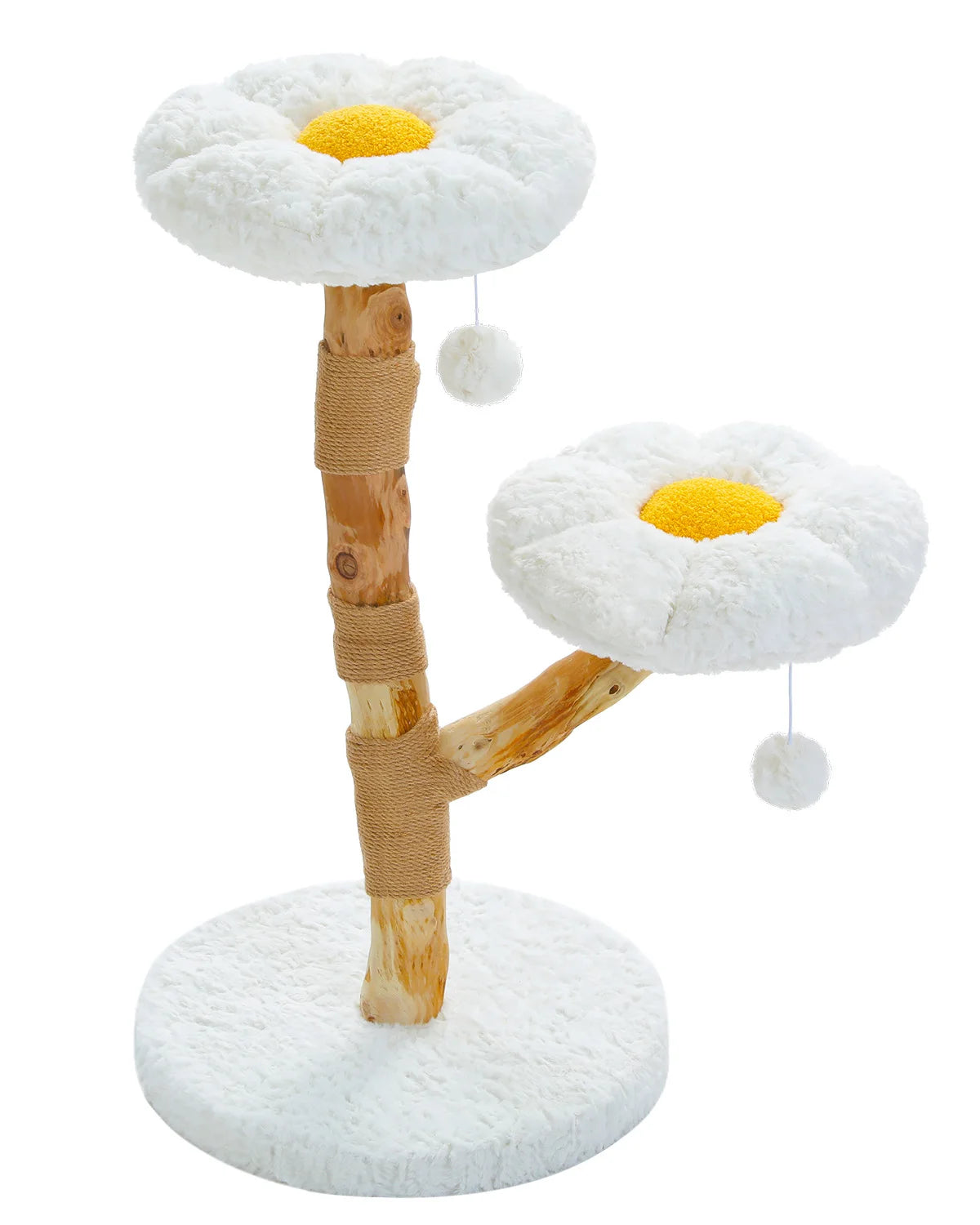 Flower Cat Tree for Indoor Cats ,  Modern Wood Cat Tower with 2 Perches , Sisal Scratching Post Scraper for Cats