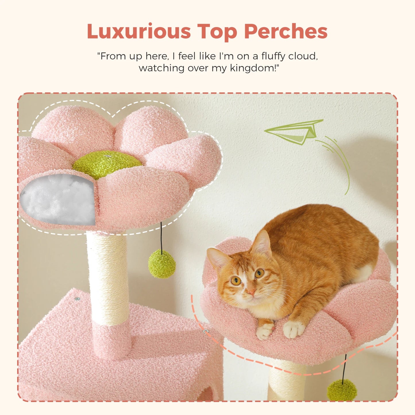Tall Cat Tree with Scratching Posts Cozy Hammock Top Perch Multi-Level Large Cat Tower Spacious Cat Condo for Indoor Cat Toys