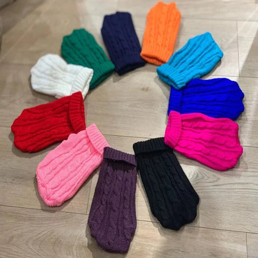 Pure Color Small Medium Pet Dog Sweaters Winter Pet Clothes Warm Sweater Coat Outfit for Cats Clothes Woolly Soft Dog