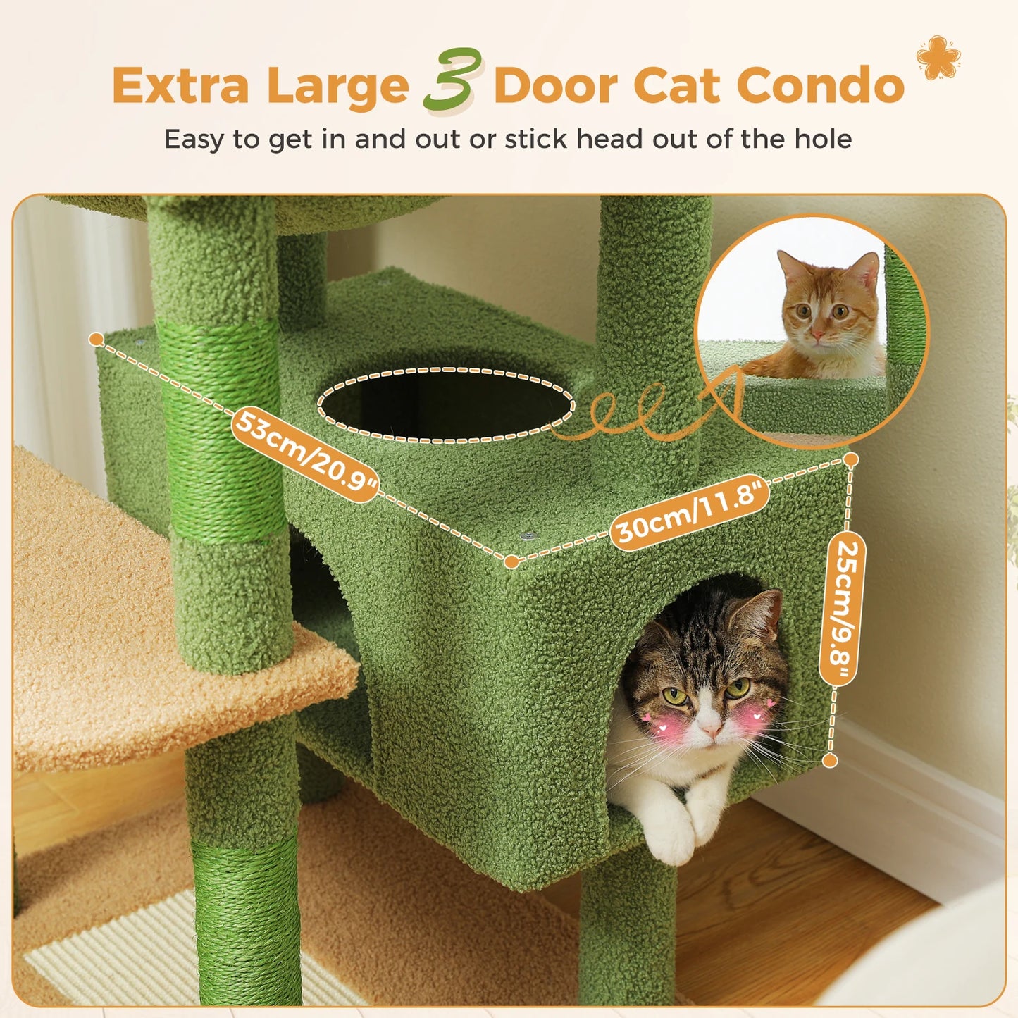 Multi-Level Cat Tree Tower with Scratching Posts &  Board , Hammock, Cat Condo, Spacious Top Perch,Dangling Balls for Indoor Cats