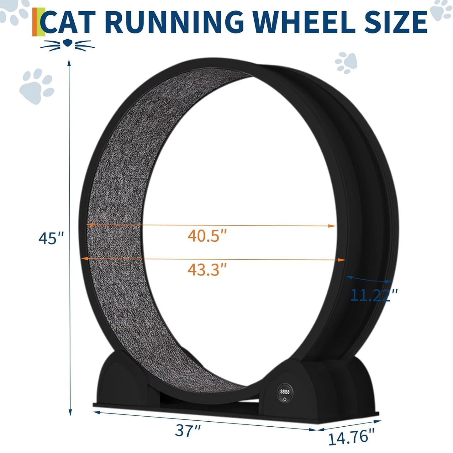 Cat Exercise Wheel for Indoor Cats, ABS Cat Wheel Exerciser Quiet Cats Treadmill with Pedometer, Small Animal Running Wheels