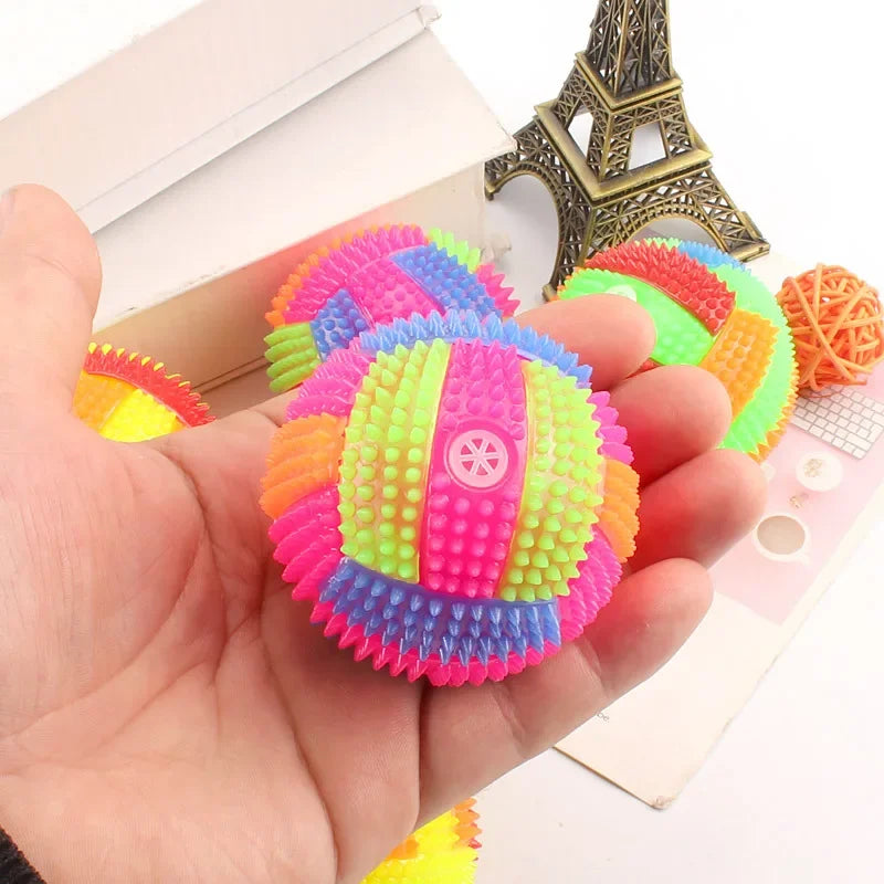 Glowing Ball Dog Toy,  Led Puppy Bouncy Chew Dog Ball , Molar Toy Pet Color Light Ball, Interactive Toys for Cats Small Dogs