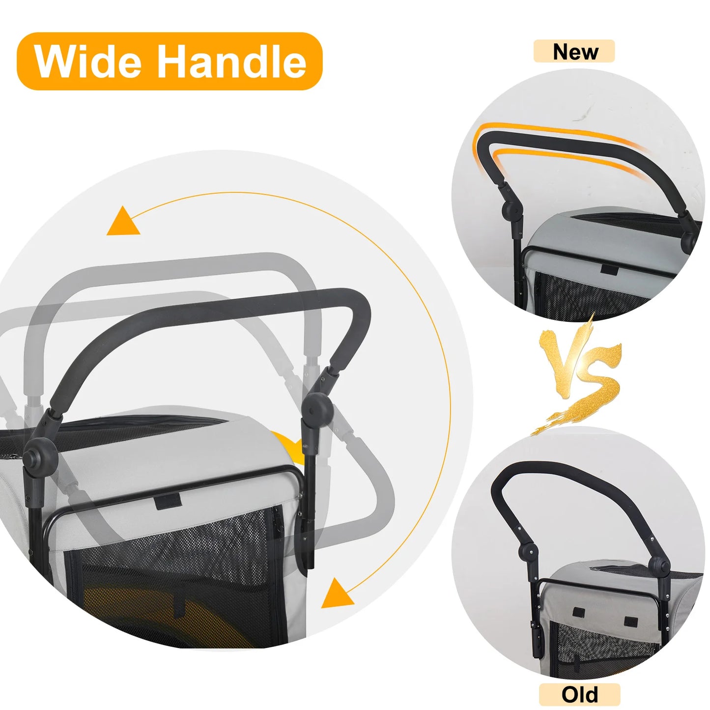Premium Dog Stroller Pram 4 Wheel Foldable Cart Travel Walk Pet Jogger Wagon for Small Medium Large Dogs