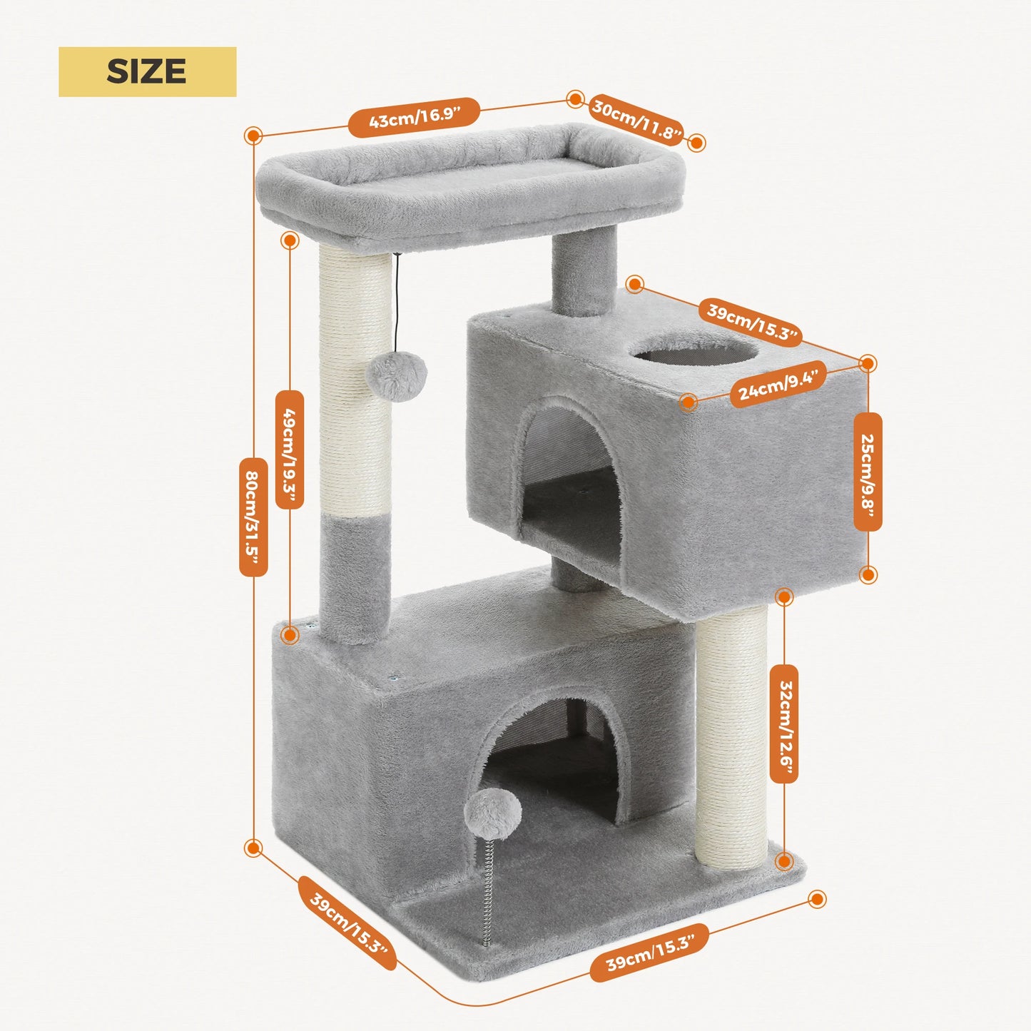 Large Cat Tree for Indoor Cats , Multi-Level Cat Tower with Spacious Condos , Sisal Scratching Pad, Kitten House, Accessories Cat Toys