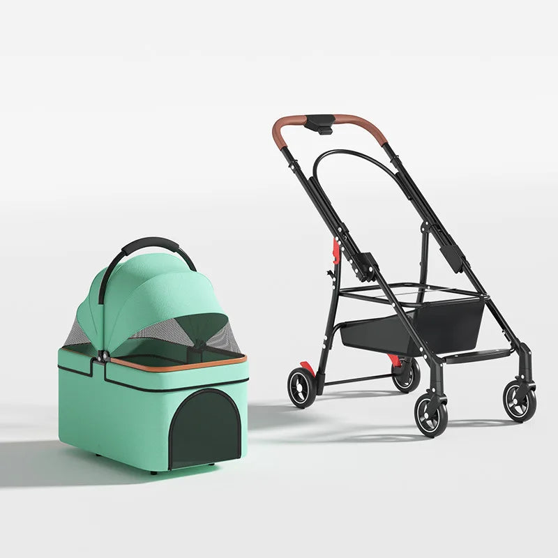 2 in 1 Foldable Pet Travel Carrier for Small/Medium Dogs Cats up to 50lbs, Detachable Portable Pet Bag stroller pet ,【One-Pull Open】