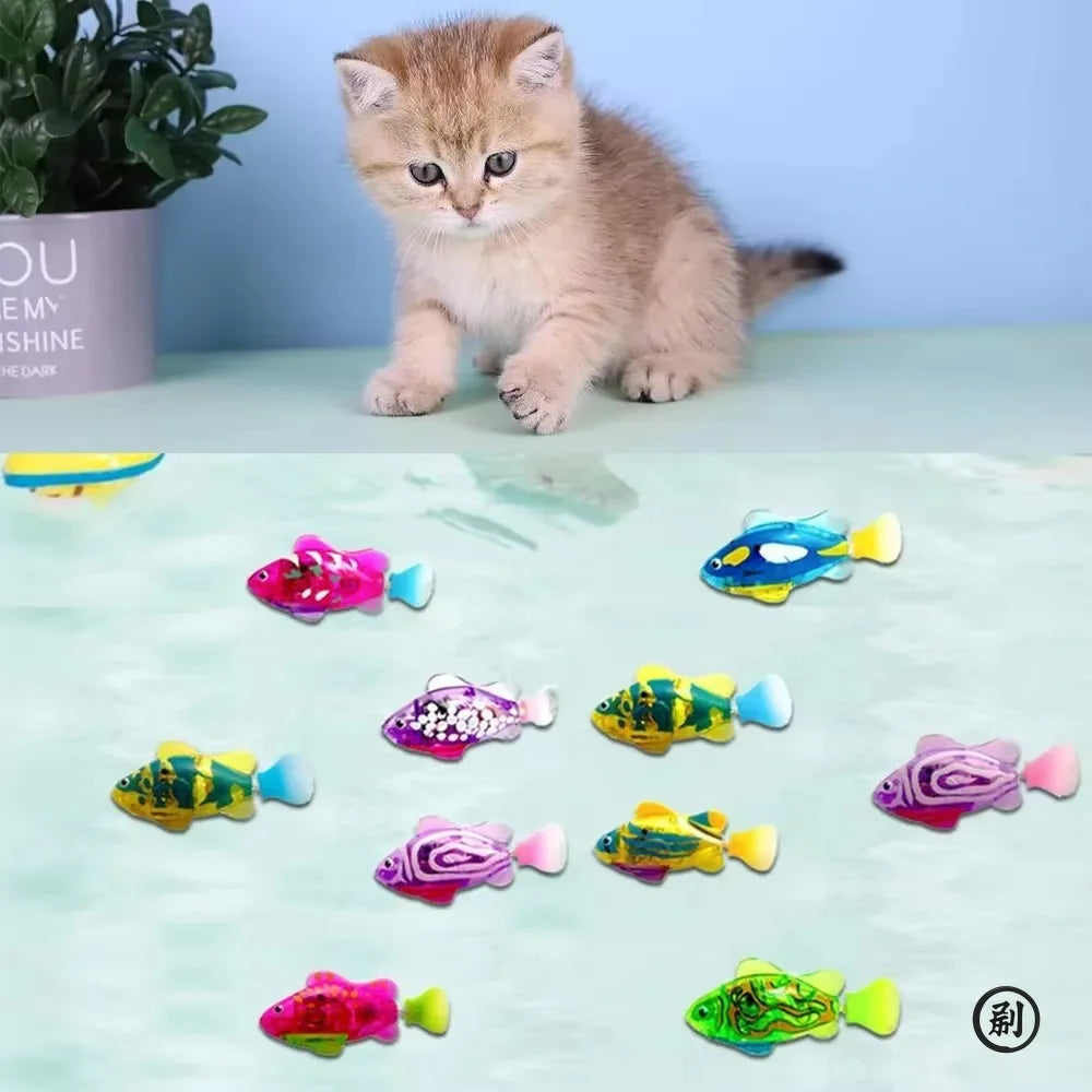 Cat Toy LED Inductive Interactive Swimming Robot Fish Toys, Glowing Electric Fish, Stimulate Kitten Hunting Instinct Pet Products