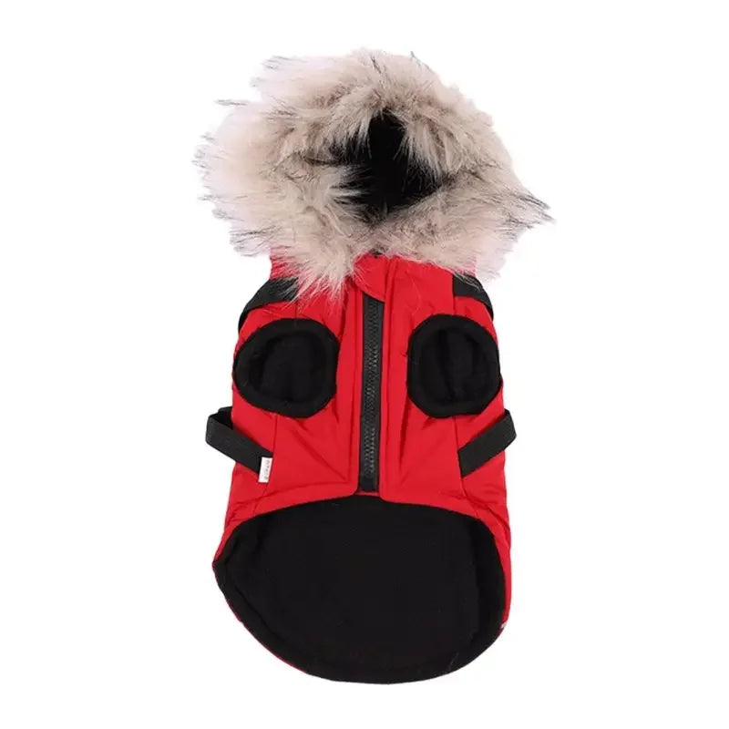 Winter Pet Dog Jacket With Harness, Warm Dog Clothes Waterproof Hooded Coat for Small Medium Dogs Chihuahua French Bulldog Outfit