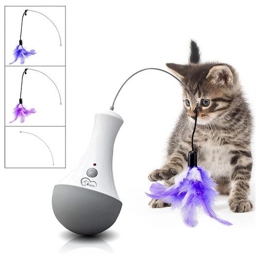 Cat Interactive Toys, Funny Feather Kitten Teaser, Indoor Play Automatic Toy , Gift Cat Feather Toy