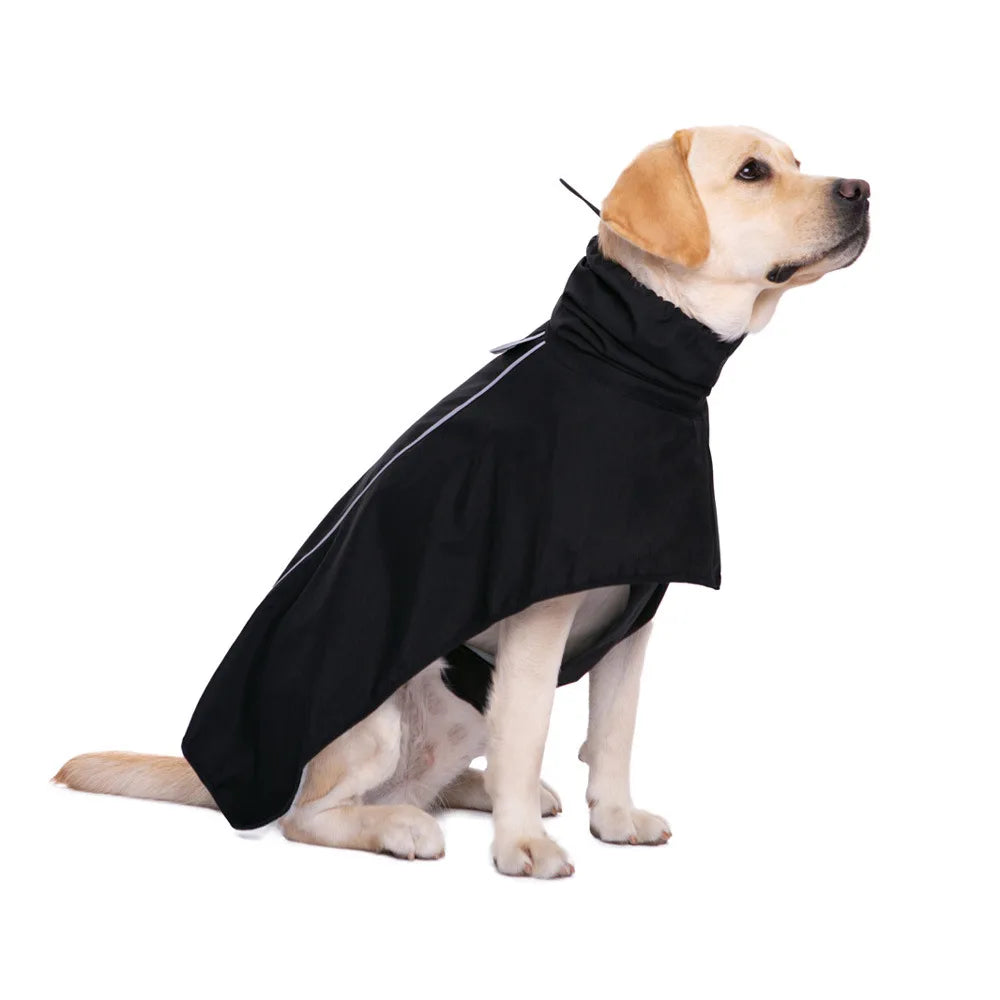 Reflective Dog Raincoat with Adjust Hood, Pet Poncho Body Coverage ,Turtleneck Waterproof Dog Rain Jacket for Medium Large Dogs
