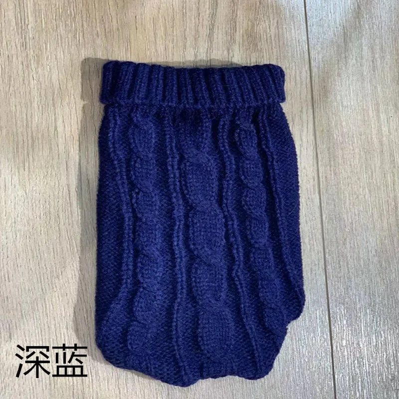 Pure Color Small Medium Pet Dog Sweaters Winter Pet Clothes Warm Sweater Coat Outfit for Cats Clothes Woolly Soft Dog