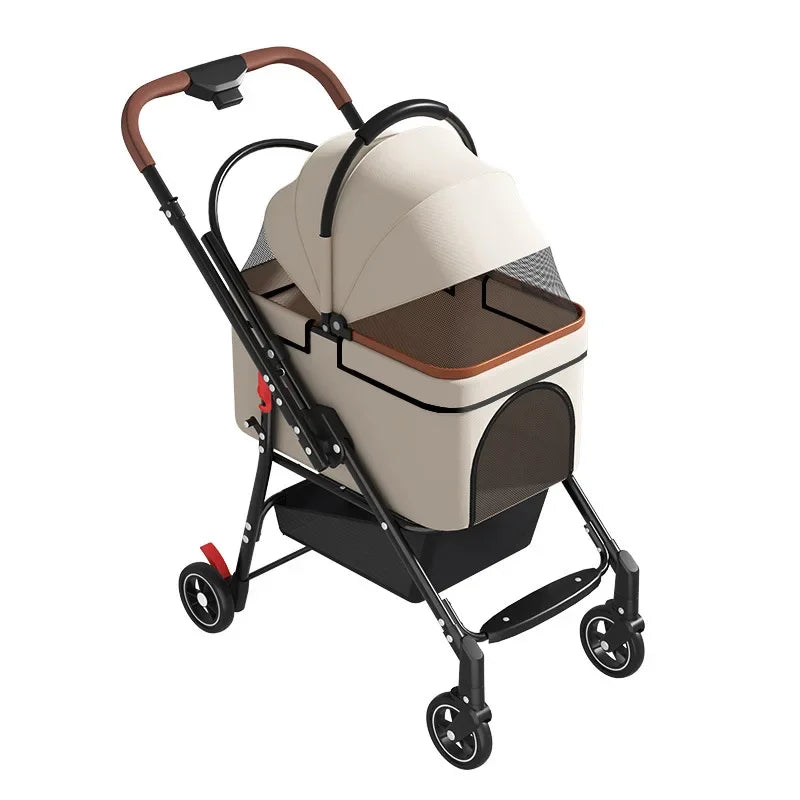 2 in 1 Foldable Pet Travel Carrier for Small/Medium Dogs Cats up to 50lbs, Detachable Portable Pet Bag stroller pet ,【One-Pull Open】