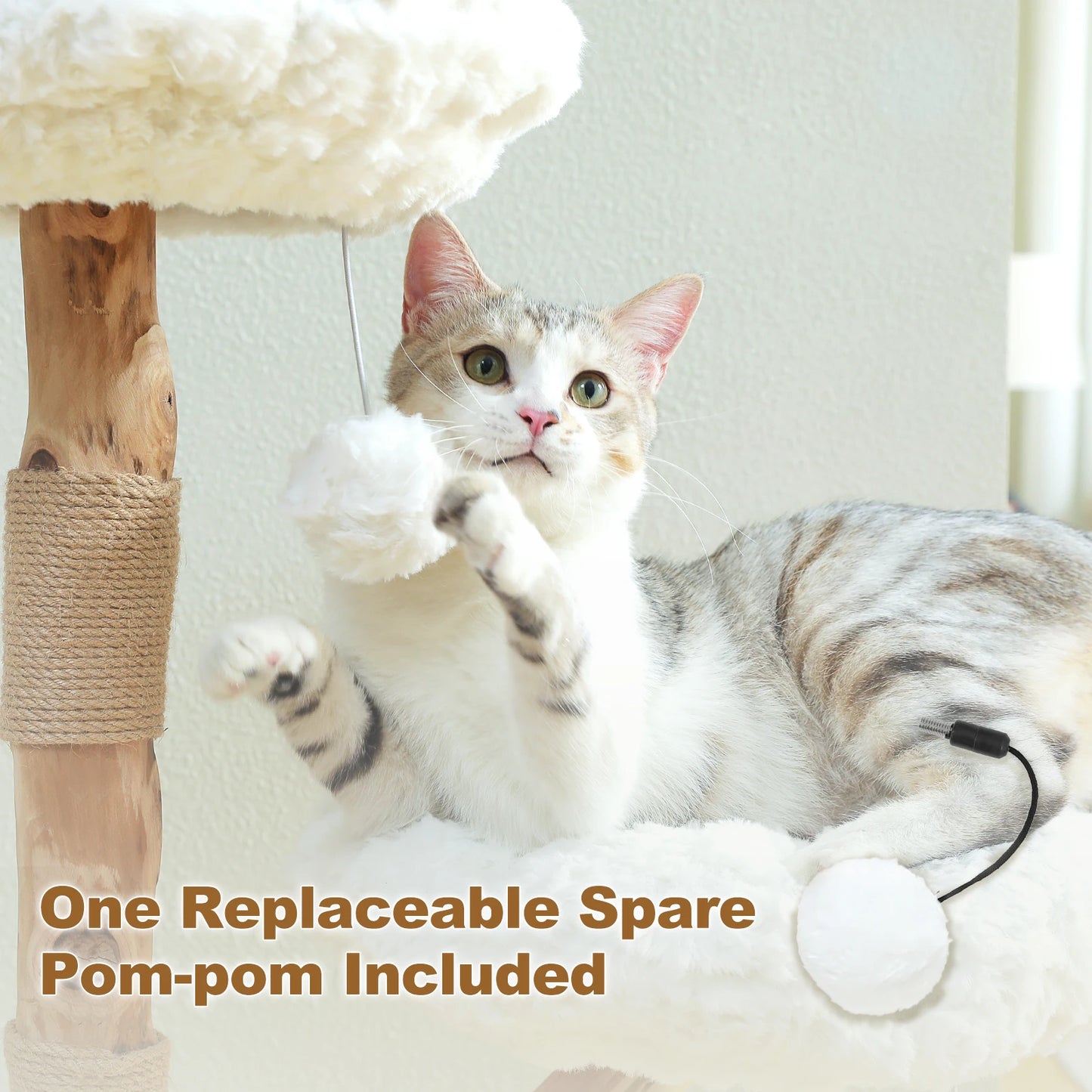 Flower Cat Tree for Indoor Cats ,  Modern Wood Cat Tower with 2 Perches , Sisal Scratching Post Scraper for Cats