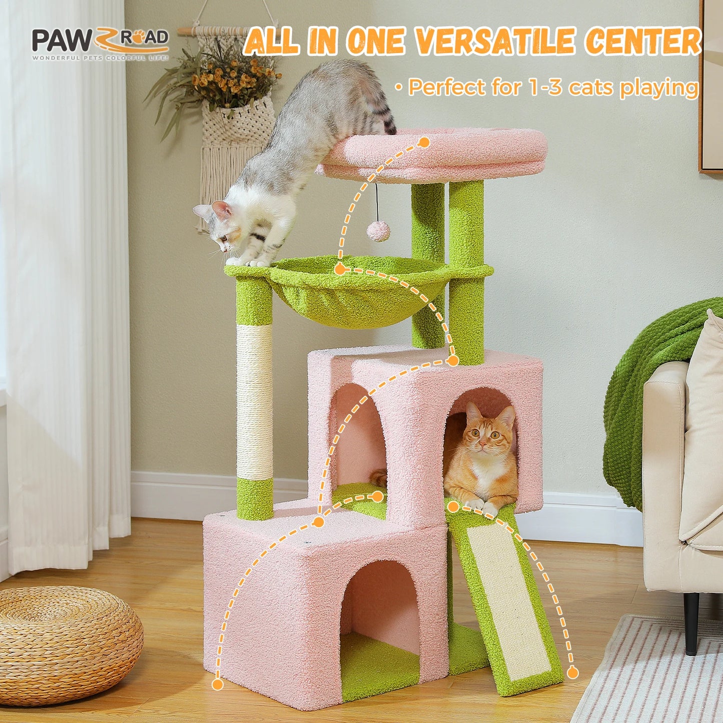 Large Cat Tree for Indoor Cats , Multi-Level Cat Tower with Spacious Condos , Sisal Scratching Pad, Kitten House, Accessories Cat Toys
