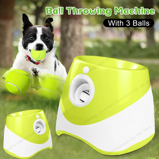 Pet Prime Automatic Dog Ball Thrower, Launcher, Integrative Dog Fetch Machine with 3 Tennis Balls for Indoor/Outdoor, Throwing Game
