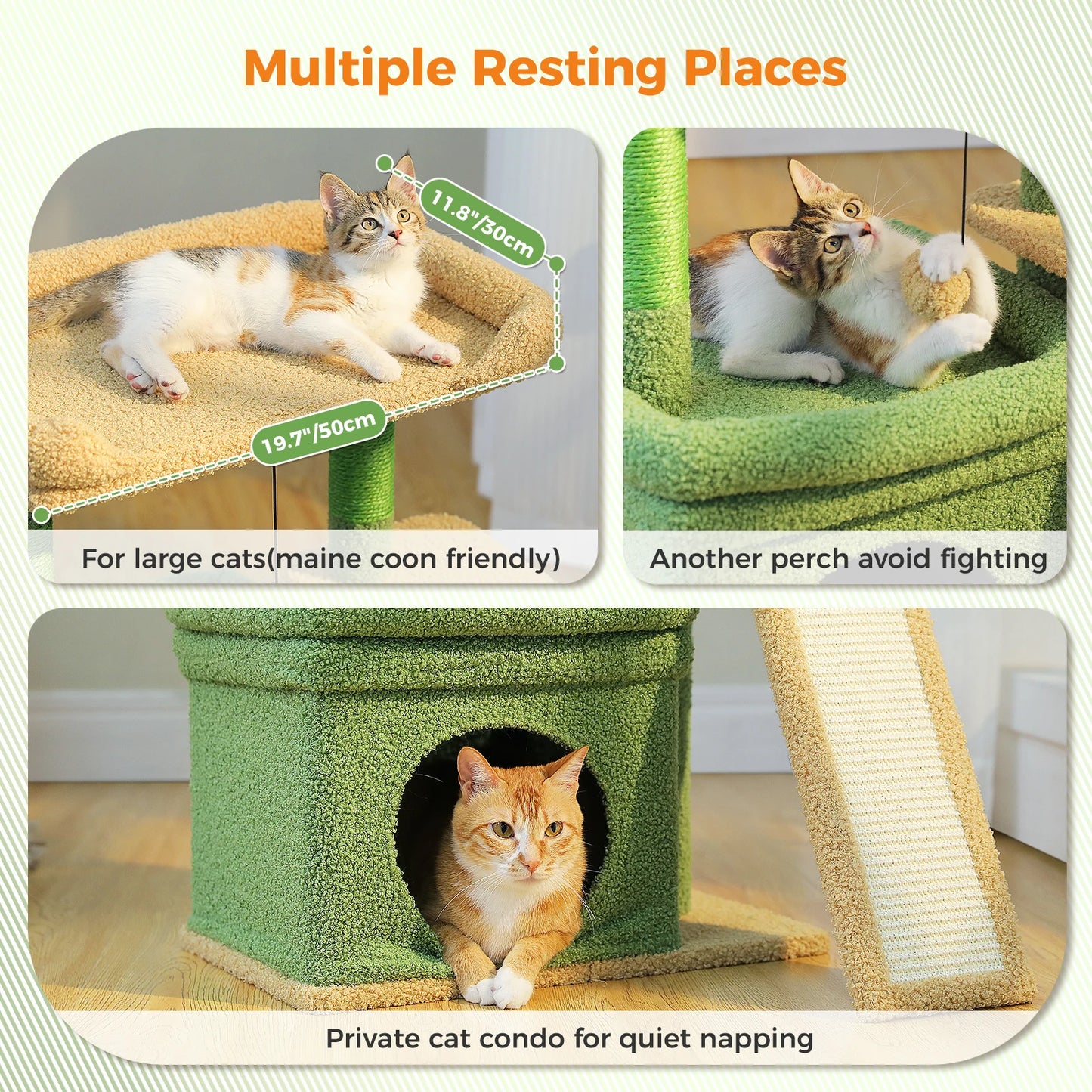 Small Cat Tree for Indoor Cat, Tower with Sisal Scratching Post and Pad, Wide Top Perch , Large Cat Condo ,Cat Scratchers, Cat Toys