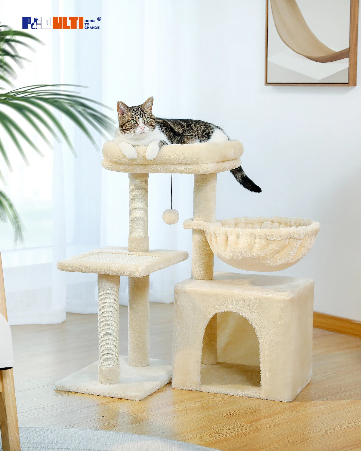Small Cat Tree, Cat Tower with Natural Sisal Scratching Post, Spacious Top Perch, Private Cat Condo, Perfect for Indoor Cats,,Cat Toy