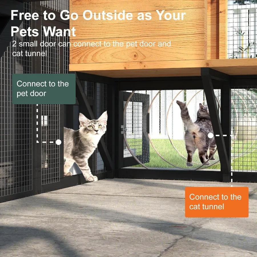 Large Outdoor Cat Enclosure for Multiple Cats with Walk-In Access , Waterproof Cover and Sunlight-Reflective Roof Features 7 Plate