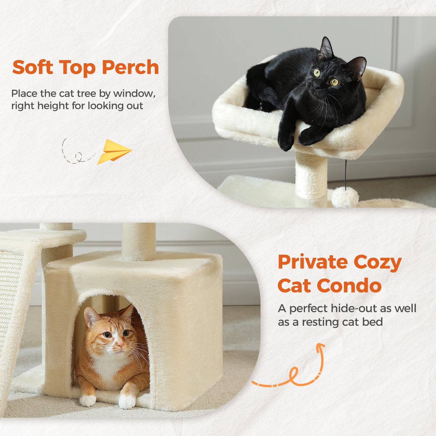 Small Cat Tree, Cat Tower with Natural Sisal Scratching Post, Spacious Top Perch, Private Cat Condo, Perfect for Indoor Cats,,Cat Toy
