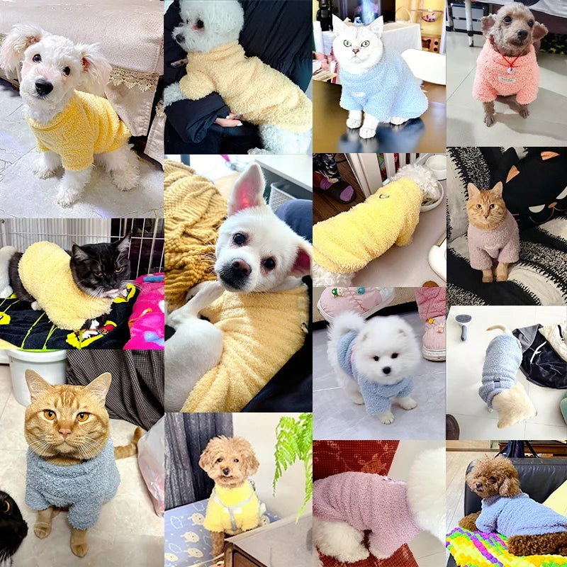 Fleece Dog Clothes Solid Warm Hoodie Sweater Chihuahua Yorkies Coat for Small Medium Dog Puppy Jacket Pet Apparel