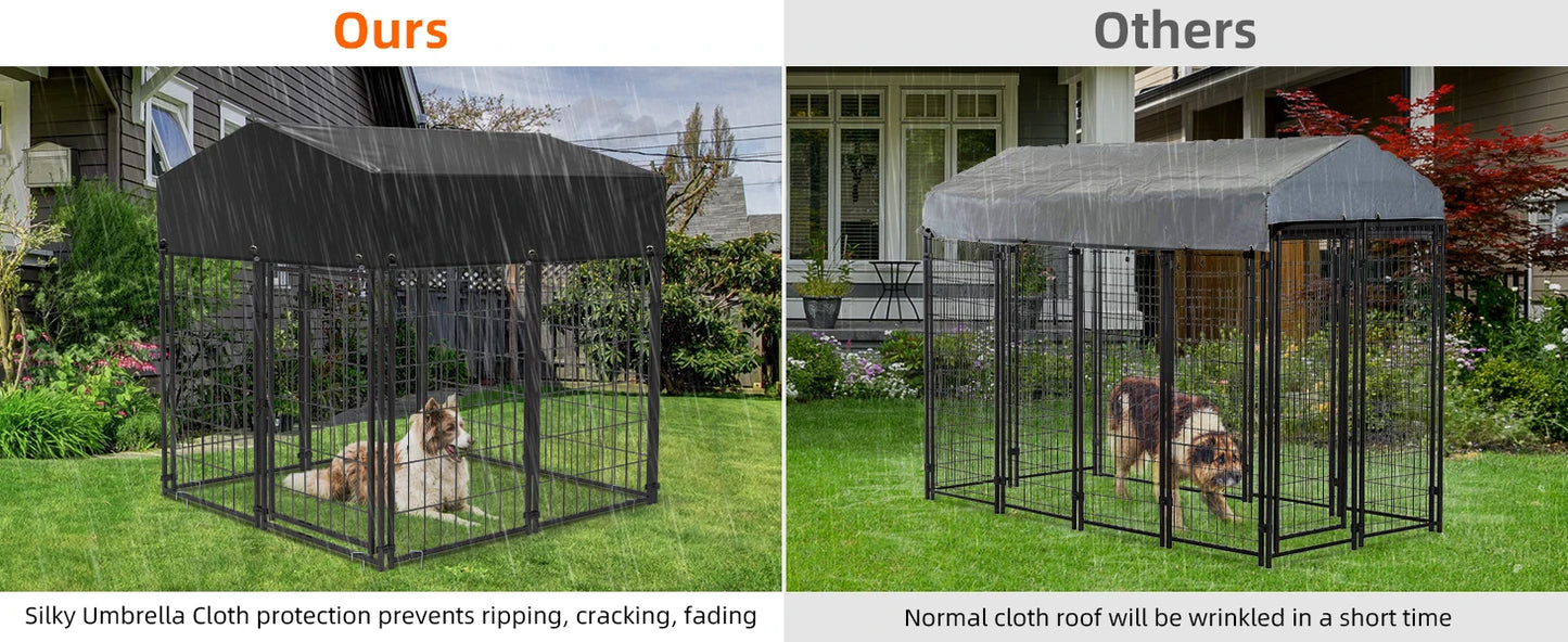 Heavy Duty Large Dog Kennel, Pet Welded Metal Playpen,  Animal Cage with Roof Cover, Pet Run Enclosure , Playpen House Outdoor or Indoor