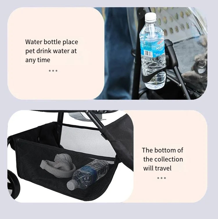 New Pet Stroller for Outdoor Travel, Lightweight, Foldable and Detachable, Suitable for Small and Medium-sized Dogs and Cats 202