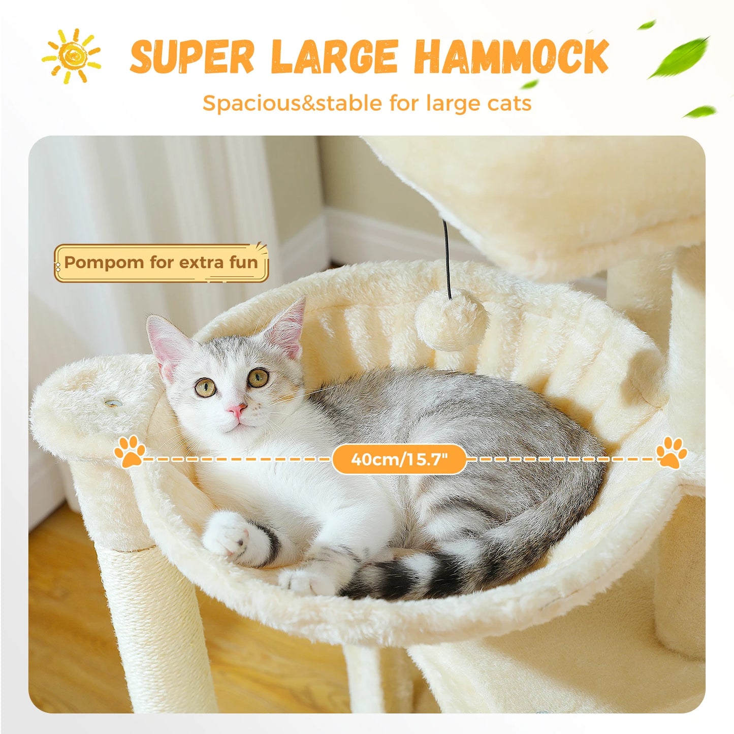 Large Cat Tree for Indoor Cats , Multi-Level Cat Tower with Spacious Condos , Sisal Scratching Pad, Kitten House, Accessories Cat Toys