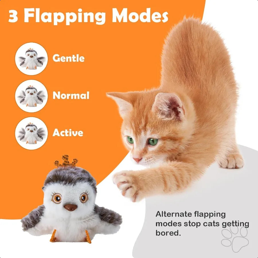 Flapping Bird Cat Toy with Catnip for Cats Interactive Automatic Cat Toy Chewable Cat Kicker Toy Flying Bird Toys for Cats Best