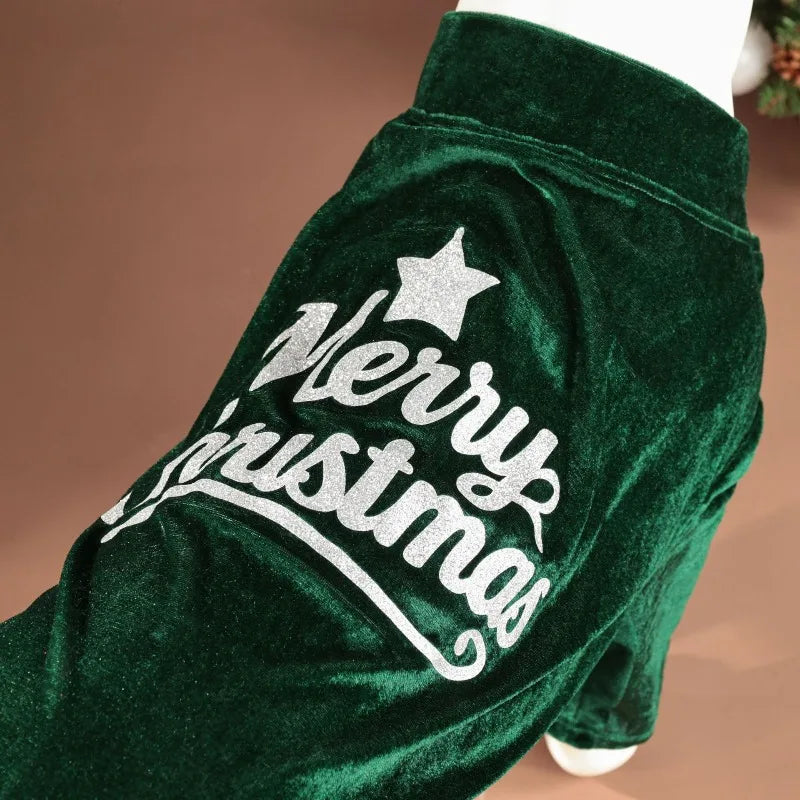 Pet Christmas Clothes Classic Merry Christmas Print Fall Winter Pet Clothing for Large Dogs Christmas Holiday Outfit Atmosphere