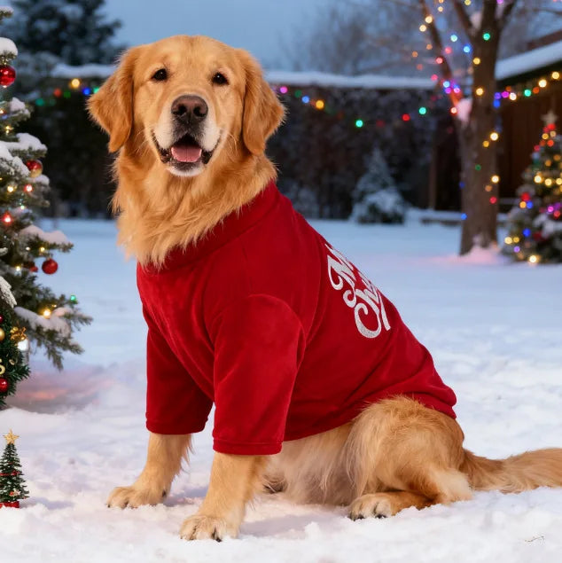 Pet Christmas Clothes Classic Merry Christmas Print Fall Winter Pet Clothing for Large Dogs Christmas Holiday Outfit Atmosphere