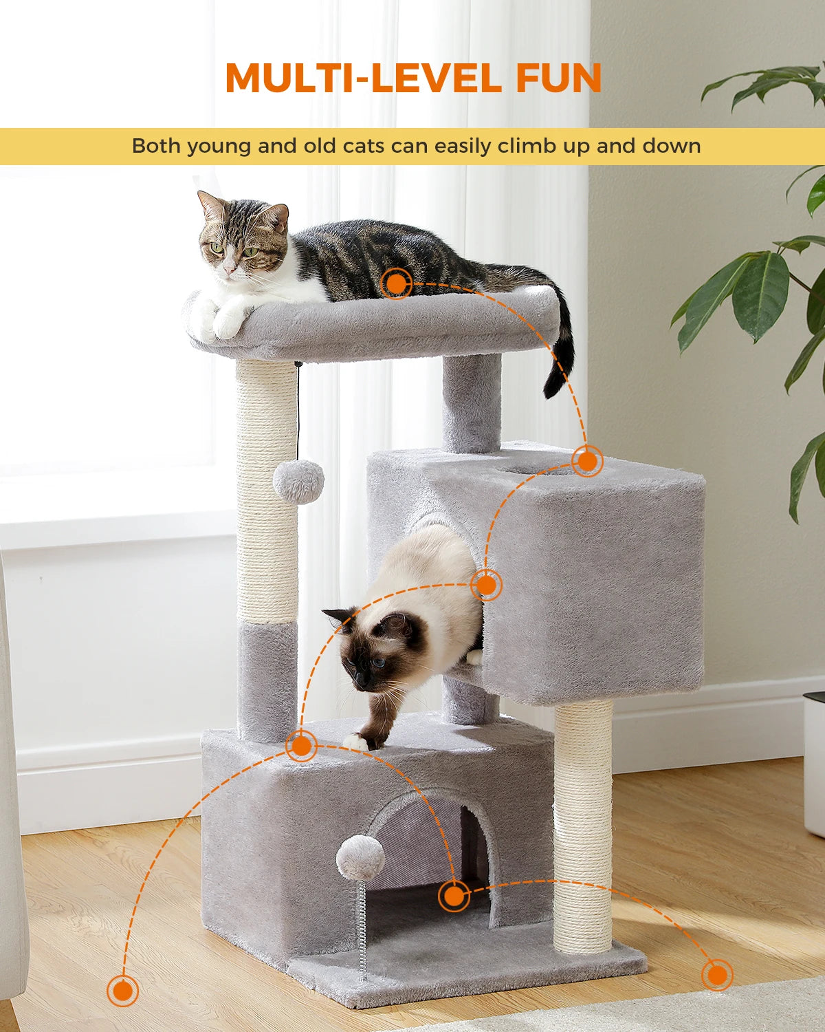 Small Cat Tree, Cat Tower with Natural Sisal Scratching Post, Spacious Top Perch, Private Cat Condo, Perfect for Indoor Cats,,Cat Toy