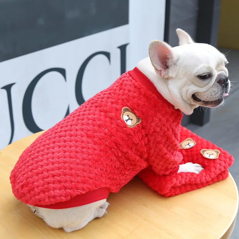 Winter Pet Dog Clothes,  Bear Print Dog Hoodie,  Soft Warm Puppy Sweatshirt , Chihuahua, French Bulldog, Coat Jacket Fashion, Dog Costume