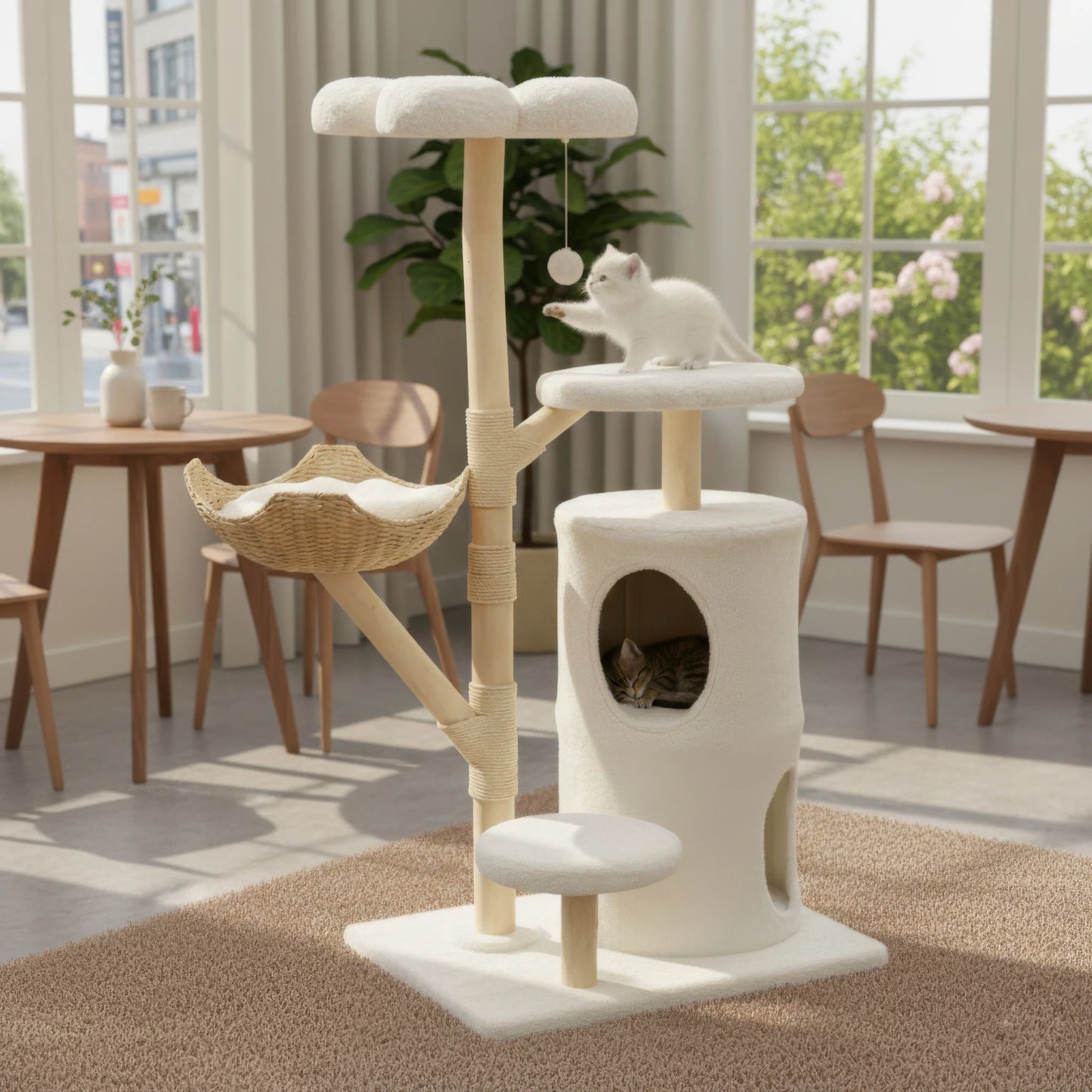 Modern Cat Tree Tower, Branch luxury Cat Condo, Wood Cat Tower, Cat Scratching Tree, Cat Condo, Cat Lover Gift, Luxury Cat
