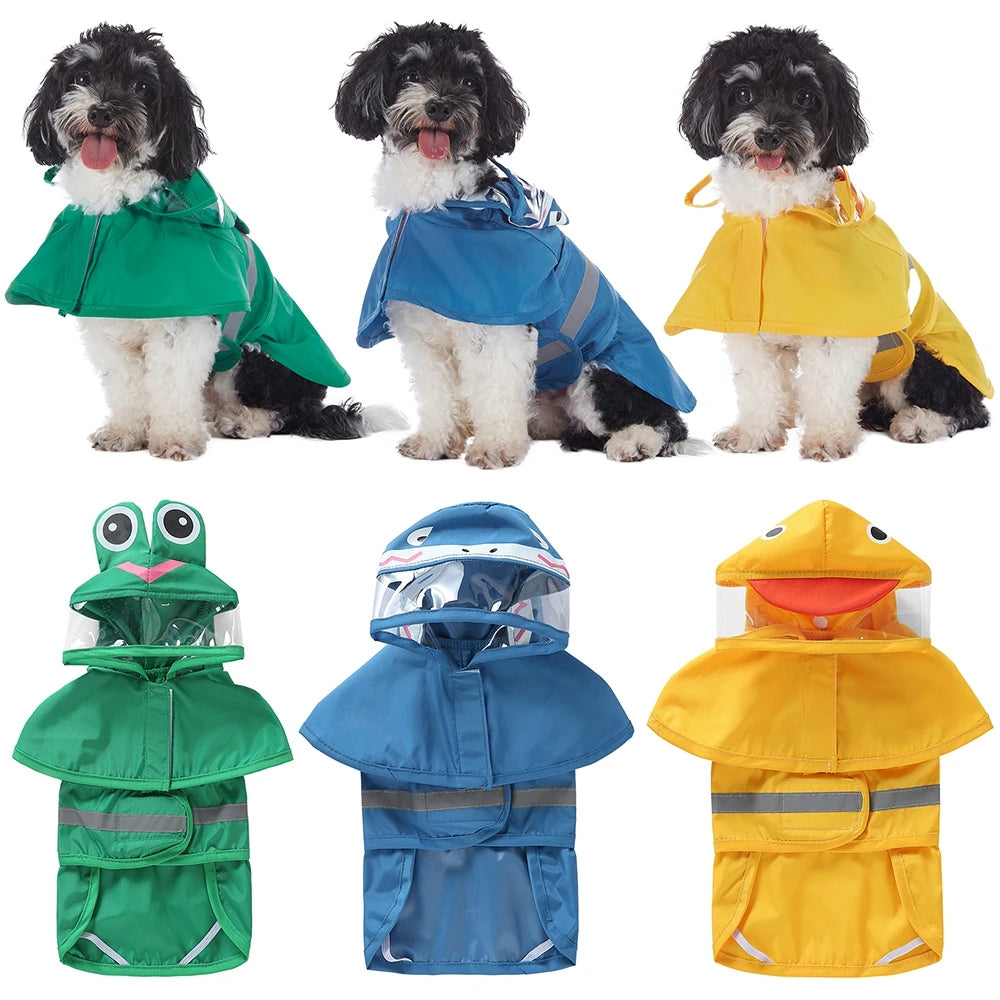 Fashionable Reflective Pet Dog Raincoat, Cute Animal Raincoat Pet Hooded Waterproof Jacket, Clothes Dog Clothes for Big Dogs