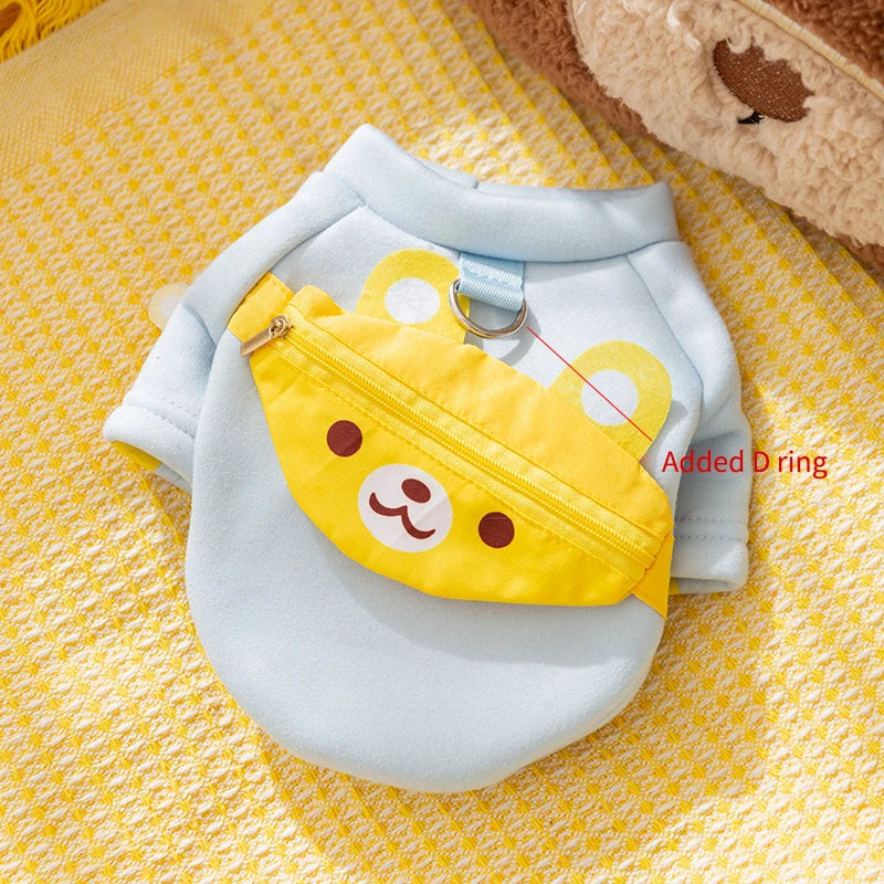 Winter Dog Clothes , Cute Cartoon Dog Warm Hoodie, Chihuahua, French Bulldog, Sweatshirt Puppy Outfit, Coat Pet, Dog Costume