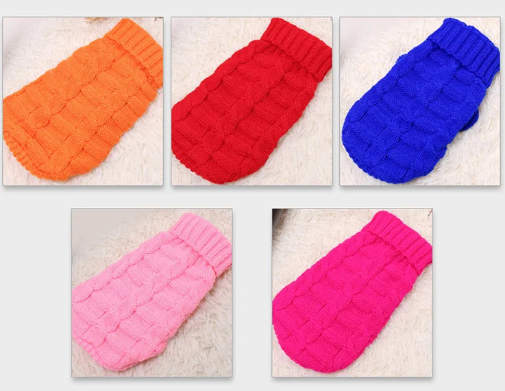 Pure Color Small Medium Pet Dog Sweaters Winter Pet Clothes Warm Sweater Coat Outfit for Cats Clothes Woolly Soft Dog