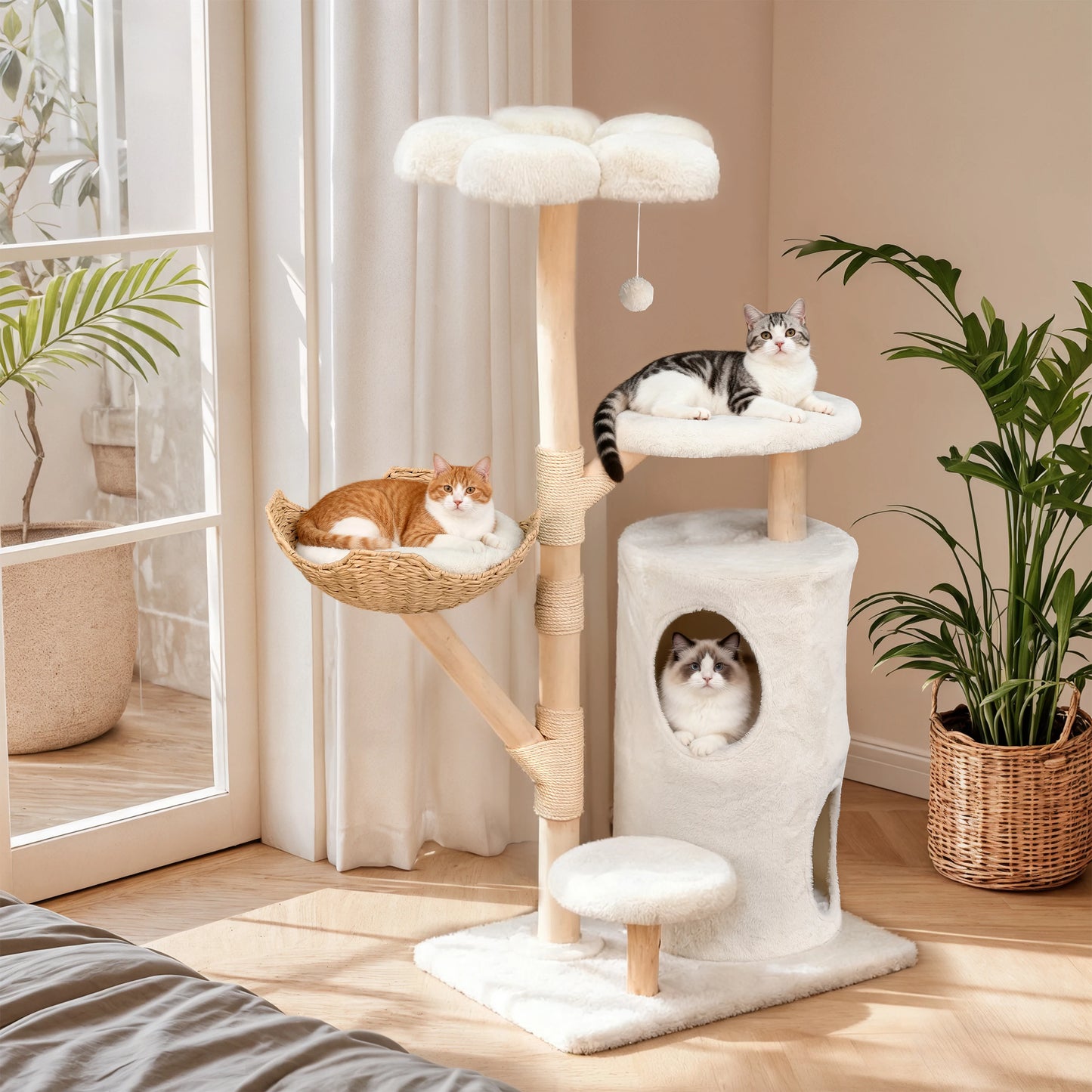 Modern Cat Tree Tower, Branch luxury Cat Condo, Wood Cat Tower, Cat Scratching Tree, Cat Condo, Cat Lover Gift, Luxury Cat