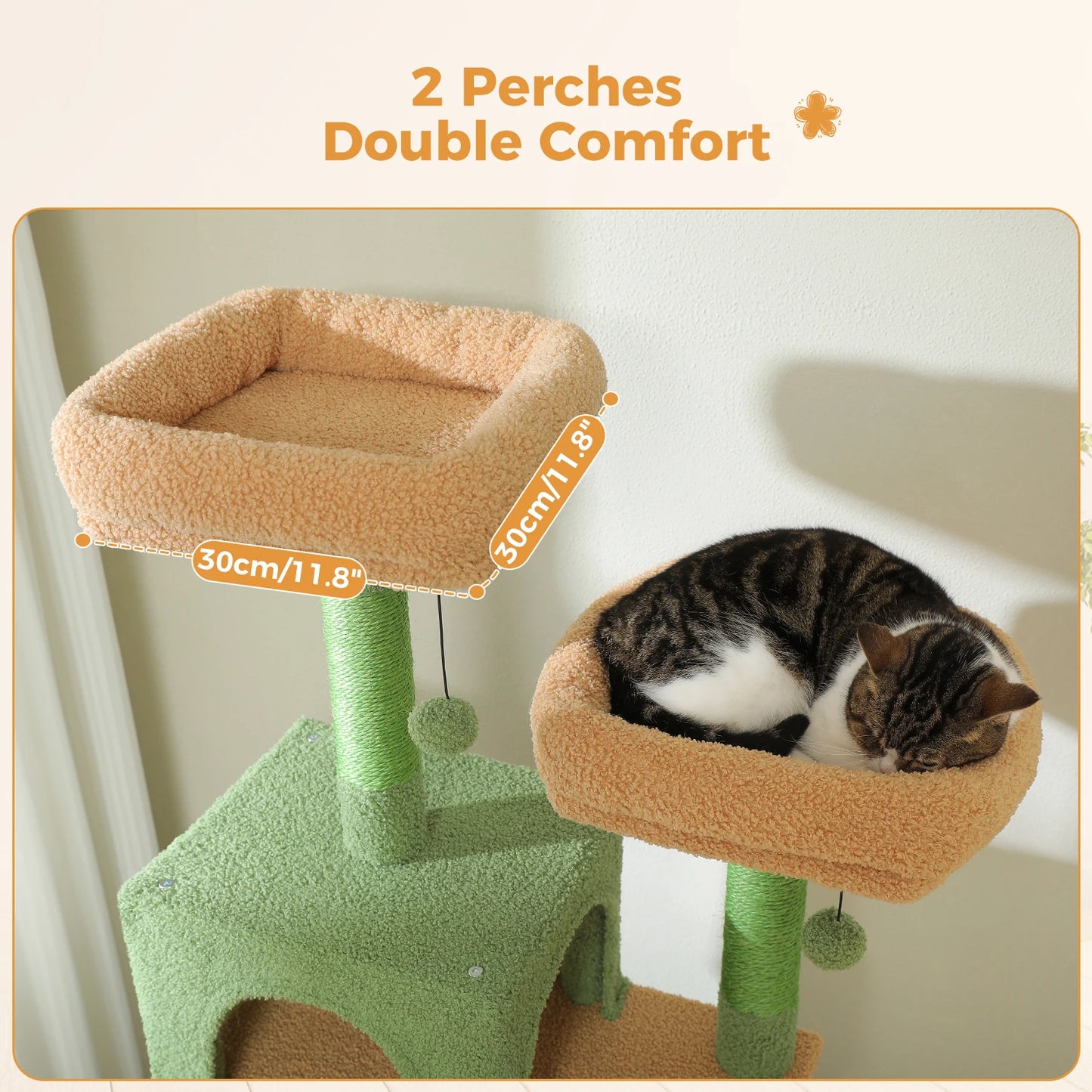 Multi-Level Cat Tree Tower with Scratching Posts &  Board , Hammock, Cat Condo, Spacious Top Perch,Dangling Balls for Indoor Cats
