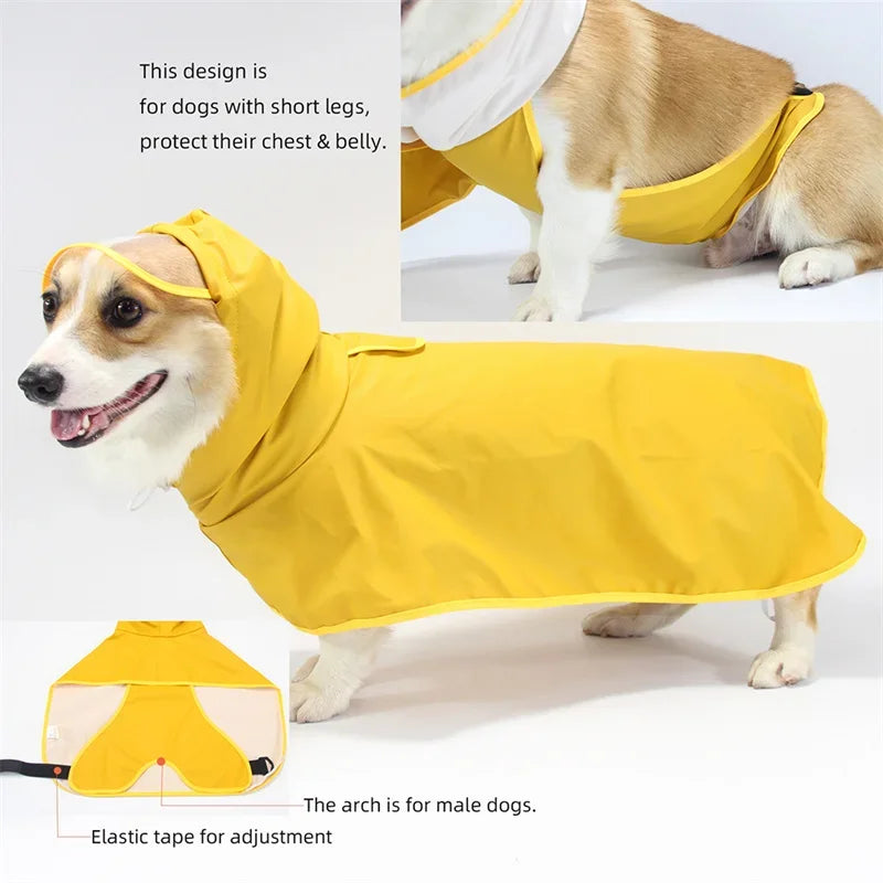 Rainy Season Puppy Dog Raincoat Waterproof , Pet Clothes for Dogs, mascotas Apparel Impermeable ,Corgi ,Shiba, Inu Rain Coats and larger dogs