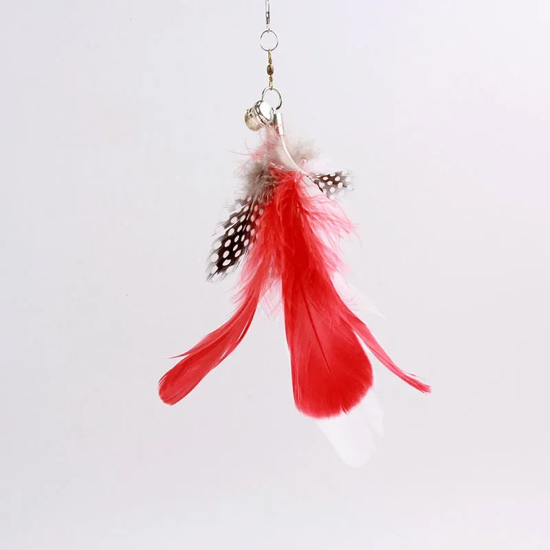 Funny Cat Toy Folorful Fluffy Feather With Bell Sucker Cat Stick Toy Kitten Play Interactive Detachable Teaser Wand Cat Supplies