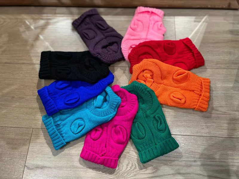 Pure Color Small Medium Pet Dog Sweaters Winter Pet Clothes Warm Sweater Coat Outfit for Cats Clothes Woolly Soft Dog