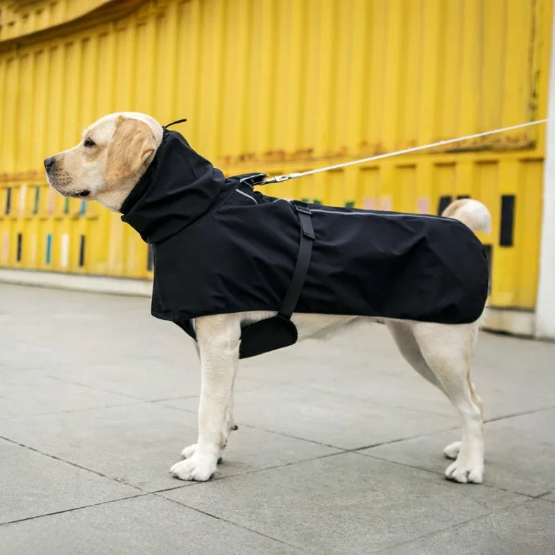 Reflective Dog Raincoat with Adjust Hood, Pet Poncho Body Coverage ,Turtleneck Waterproof Dog Rain Jacket for Medium Large Dogs