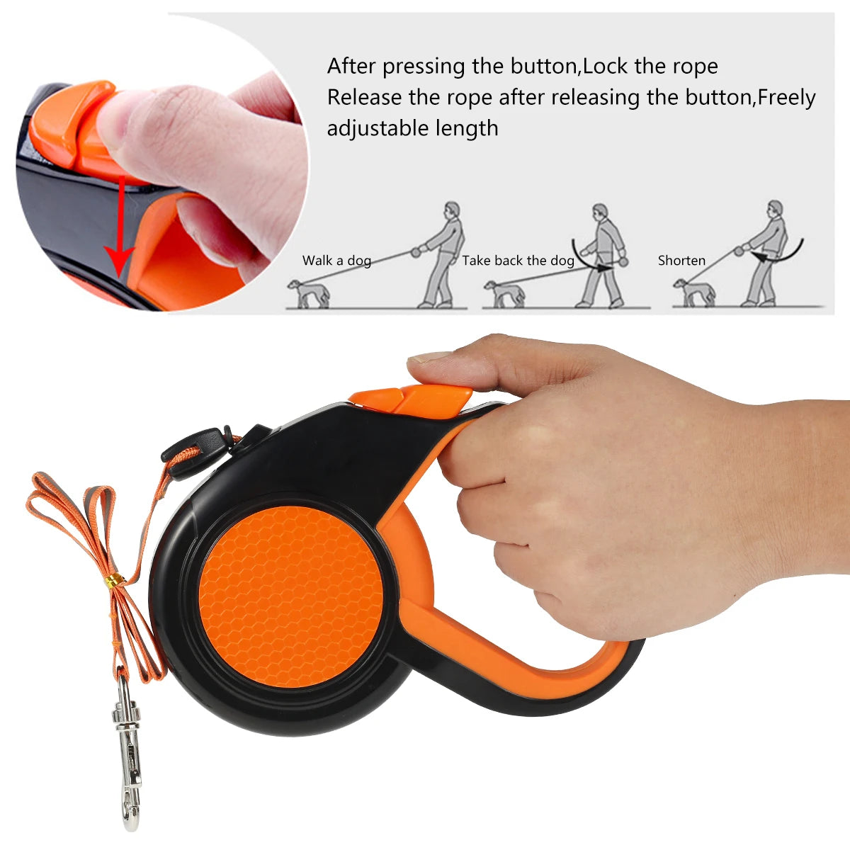 8M Retractable Dog Lead,  Heavy Duty Pet Walking Leash with Strong Reflective Tape, Non-Slip Handle for Small Medium Large Dogs