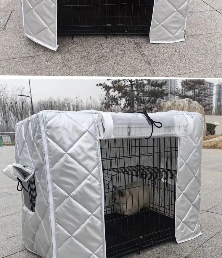 Cotton Waterproof Dog Cage Cover for warmth, Winter Outdoor shelter for Strays And Dogs Double Layer Warmth ,Ox Cloth Material