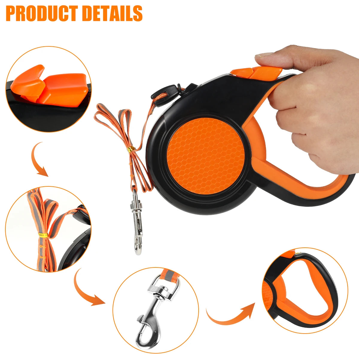 8M Retractable Dog Lead,  Heavy Duty Pet Walking Leash with Strong Reflective Tape, Non-Slip Handle for Small Medium Large Dogs
