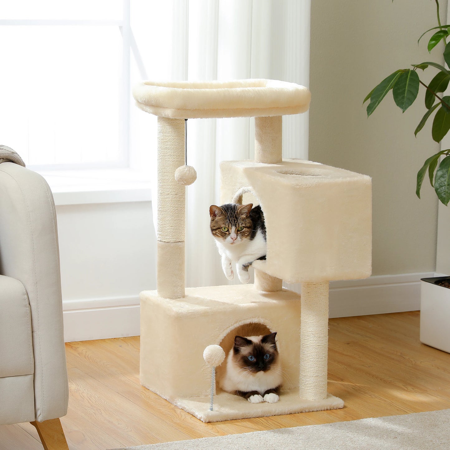 Small Cat Tree, Cat Tower with Natural Sisal Scratching Post, Spacious Top Perch, Private Cat Condo, Perfect for Indoor Cats,,Cat Toy