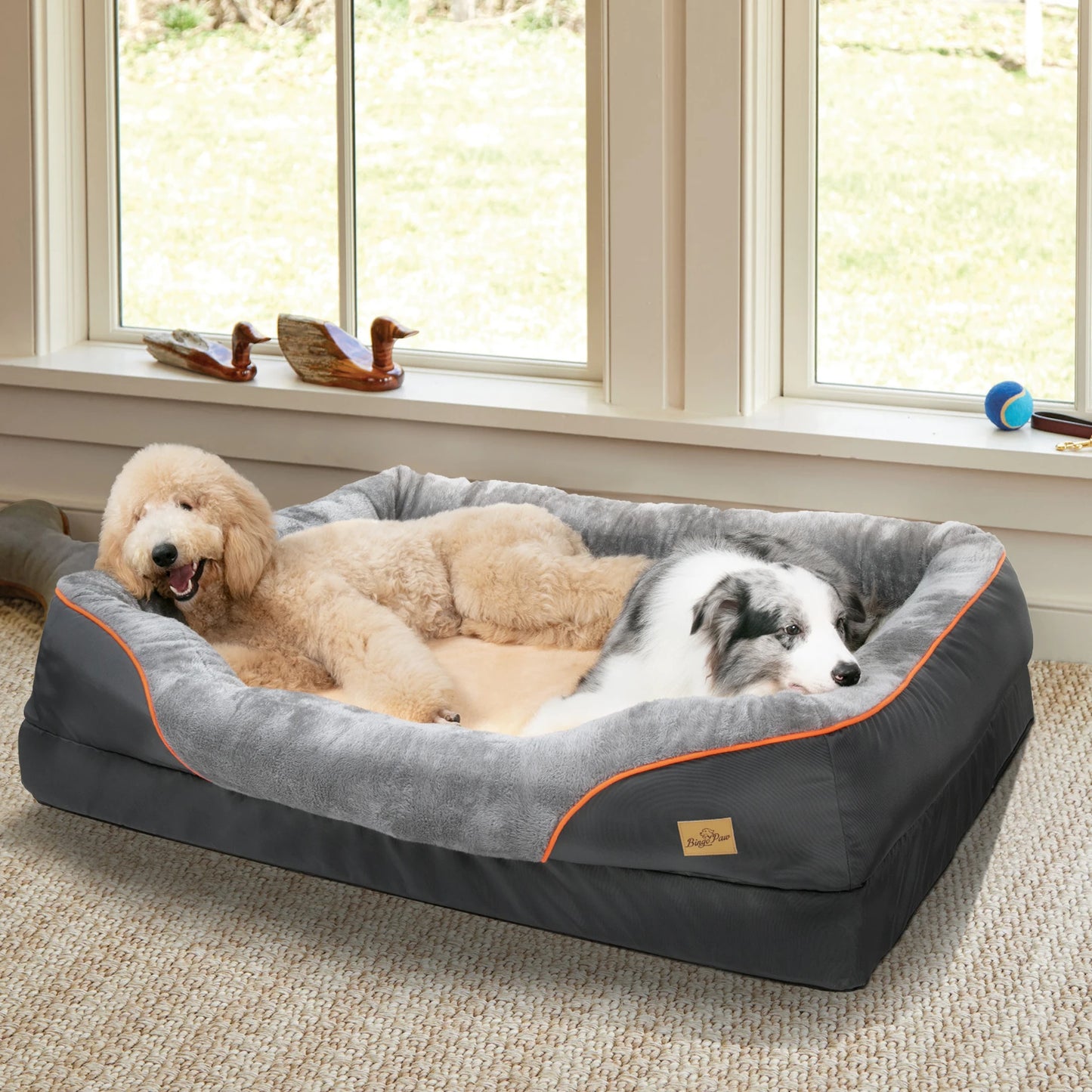 Large Dog Bed ,Soft Comfortable, Anti Allergy ,Warm Fleece Removable Washable Cover , Pet Bed Waterproof