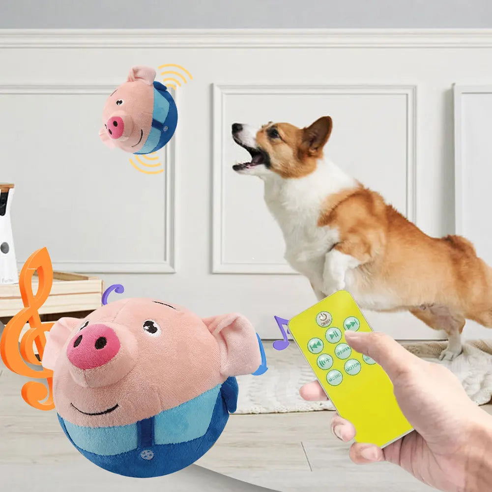 Cartoon Animal Active Moving Pet Plush Toy, USB Rechargeable Interactive Dog Toys, Pet Bouncing Balls for Dogs Cats