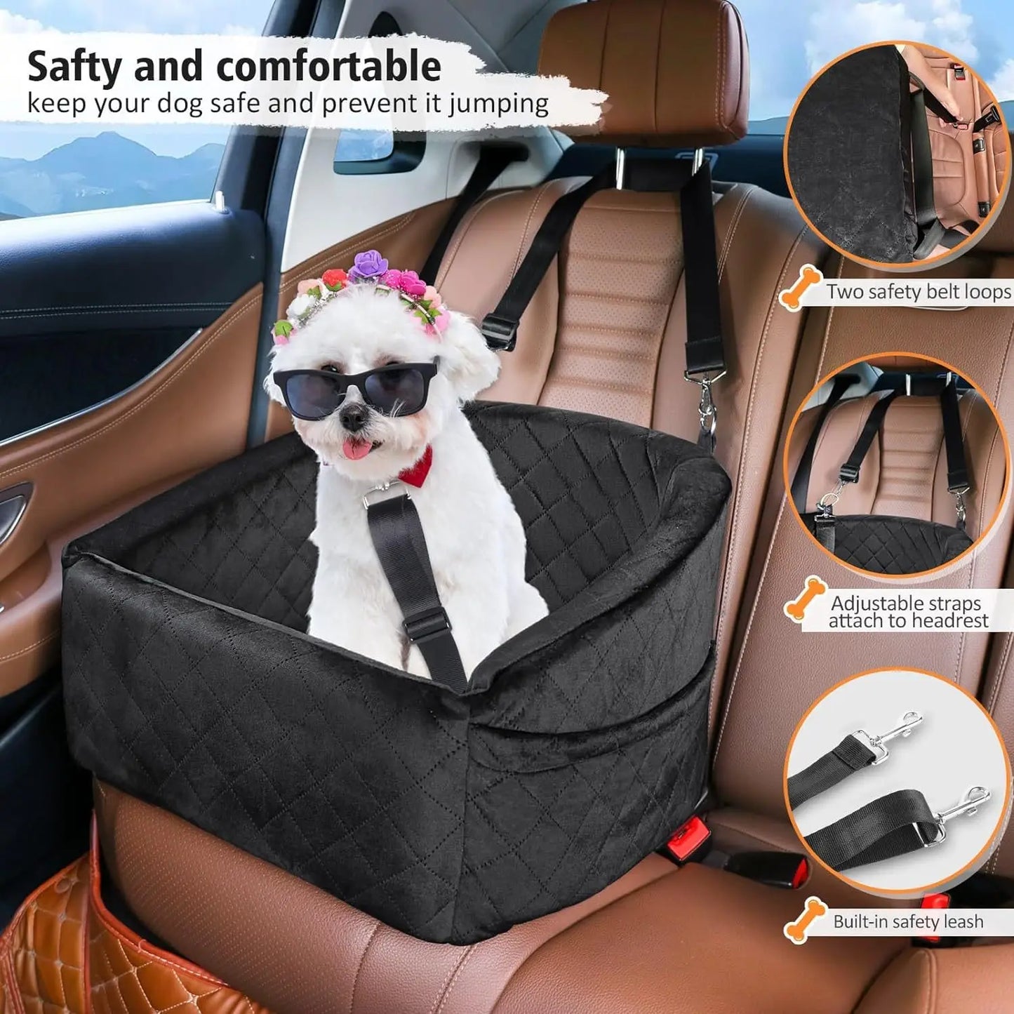 Popular Pet Car Seat, Removable Washable, Small Medium Dogs, Pet Travel Safety Seat