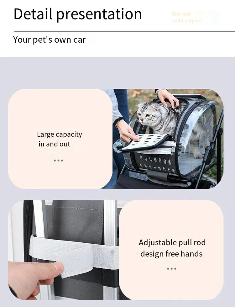 New Pet Stroller for Outdoor Travel, Lightweight, Foldable and Detachable, Suitable for Small and Medium-sized Dogs and Cats 202